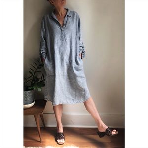 Nuthatch 100% linen shirt dress size large